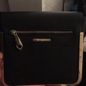 Rampage black and gold crossbody purse